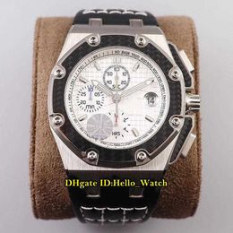 watches men luxury brand V2 Juan Pablo Montoya 26030 Carbon Fibre Bezel Cal.2840 A2840 Automatic Chronograph Mens Watch Blue Texture Dial Leather
