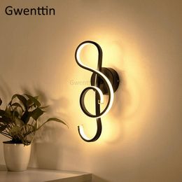 led notes NZ - Wall Lamps Music Notes Modern Bedroom Bedside Lamp Nordic Lights For Home Aisle Stairs Led Mirror Light Fixtures