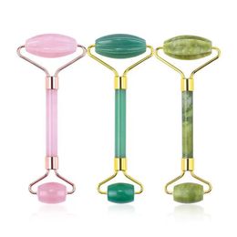 Face Jade Roller Natural Stone Aventurine Rose Quartz Facial Health Massage Body Neck Spa Acupuncture Beauty Tool