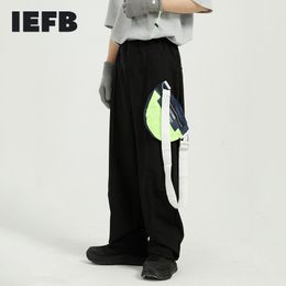 IEFB Men's Wear Spring Korean Loose Simple Suit Pants Korean Trend Casual Letter Print Trousers With Bag Male 9Y7155 210524