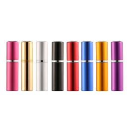 Refillable 5ml Mini Perfume Atomizer Bottle Party Favour Metal Shell Alcochol Spray Bottles Empty Cosmetic Liquid Container Glass Liner Portable Travel HY0192