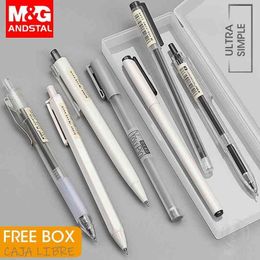 M&G 10/20pcs Ultra Simple Style Gel Pen Set 0.35 0.38 0.5mm free box Ink Black Gel Pens for Office School Japanese gelpen 210330