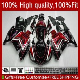 Injection Fairings For KAWASAKI NINJA ZZR1400 ZZR 1400 CC ZX 14R 14 R 12-17 5No.0 ZZR-1400 ZX14R 12 13 14 15 16 17 ZX-14R 2012 2013 2014 2015 2016 2017 OEM Bodys Black Gloss Red