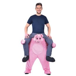 Mascot doll costume 160-190CM Adults Kids Pink Animal Pig Carry Me Mascot Magic Pants Outfit Halloween Costumes Carnival Party Dress Up Sui