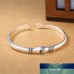 925 Sterling Silver Handshake Cuff Bracelet Bangle For Women Fashion Thai Silver Jewellery Adjustable S-B454