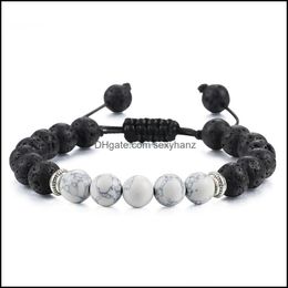 Strands Black Lava Beads Bracelets Women Men Chakra Nce Natural Tiger Eye Stone Oil Diffuser Bangles Buddha Bracelet Prayer Jewellery Beaded,