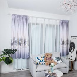 Curtain & Drapes 1Pc Sheer Voile Cypress Printed Tulle Window Treatment Drape Valance 1 Panel Fabric For Living Room