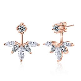 Stud DIWENFU 14K Rose Gold Crystal Earring For Women 100% 925 Sterling Silver Aros Mujer Oreja Bizuteria Gemstone Garnet