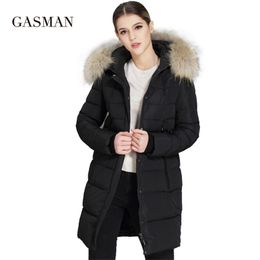 GASMAN Winter Women Down Jackets coats Brand Hooded Parka Female Overcoat Natural Fur Collar Plus Size 6XL 6012 210913