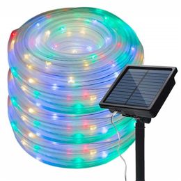 50/100 LEDs Lights night Outdoor Solar Waterproof Rope Tube Garland Powered String Decoration Party Wedding 211104