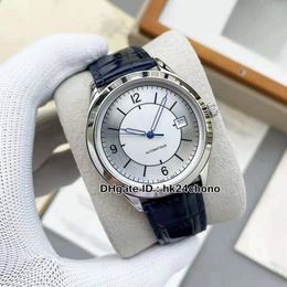 High Quality Date Master 1548530 Mens Automatic Watch 42mm Silver Dial 316L Steel Case Gents Sport Watches Blue Leather Strap