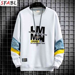 SFABL Fashion Patchwork Sweatshirt Men Pullover Streetwear Hoodies Men Hip Hop Hoodie Youthful Trend Men's Tops Stylish 210818