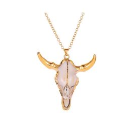 -Collane pendente Ins Catena d'oro America occidentale Ox Bull Bul Bull Horn Texas Cowboy Longhorn Piercing Collana girocollo Gioielli di moda coreana