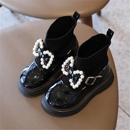Kids Girls Ankle Boot Designer Martin Boots Pu Leather Bowknot Children Winter Shoes Rubber Non-Slipping Sole