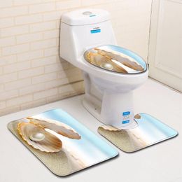 Carpets Beach Bathroom Toilet Set 3 Piece Floor Mat Door Rug 50x80cm