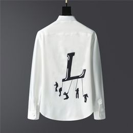 New designer luxury mens dress casual print shirts for men long sleeve cotton paris slim fit womens shirt#L254V