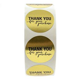500pcs/roll "Thank You For Your Purchase" Stickers Seal Labels 1 Inch Round Circle Adhesive Label