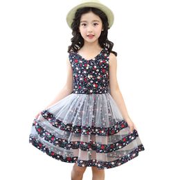 Summer Dress For Girls Floral Girl Child Mesh Children Teenage Kids Costume 6 8 10 12 14 210528