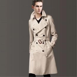 Spring Autumn Male Simplicity Trench Men's Clothing Fashionable Casual With Belt Coat Double Breasted Long Design Coats