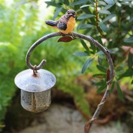 Fairy Garden Bird House with 2 Mini s Miniature house Feeder Miniture Rustic Metal Craft Ornaments Accessory 210804