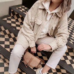 Women Pearl Button Shirts Spring Fashion Ladies Oversize Thick Shirt Streetwear Female Outfits Cute Girls Chic Shirts