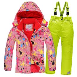 -30 degrees 2021 Children Ski Suit Set Thick Waterproof Teenage Girl Boy Cold-proof Outdoor Clothes Windproof Winter Suits Kids H0909