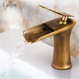 White/Chrome/Antique Waterfall Faucet Bathroom Faucet Bathroom Basin Faucet Mixer Tap Hot & Cold