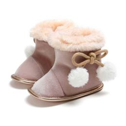 0-18m Winter Autumn Baby Girl Cotton Boots Casual Bowknot Shoes First Walkers Newborn Cute Non-slip Soft Sole Shoe Hot G1023