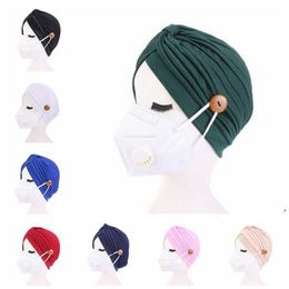 Turban Hat Female Pure Hair Band Hat Button Headband Turbante Headwear Sleep Hat Adult Beadana Hendwarp Chemo Towel Hair Accessories DAP270