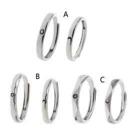 promise rings for him and her Canada - 2Pcs Sun And Moon Lover Couple Rings Set Promise Wedding Bands For Him Her Cluster