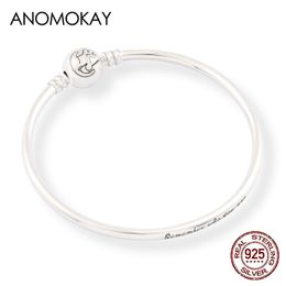 Anomokay New 100% 925 Sterling Silver Cute Little Lion Bangles Bracelets for Children Fashion Birthday Gift Silver Jewellery LJ20102270u