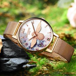 Limited Edition Flowers Garden Fashion Mädchen wasserdichte klassische Japan Quarz Damen Roségold Armbanduhren für Frauen 210527