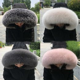 100% Natural Fox Fur Colour Fox Fur Collar Women's Men's Jacket Sweater Fashion Can Be Customised Large Scarf H0923