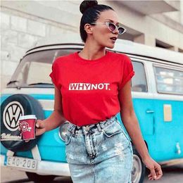 Funny Letters T Shirt Women Cotton Summer Printed T-Shirt Casual Tops Tee Short Sleeve Female White Black Red Tees 210607