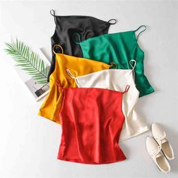 HSA Satin Women Thin Wild Solid Camis Vest Tank Tops Female Summer Sexy Strap Basic Chiffon Sleeveless Camisole 210430