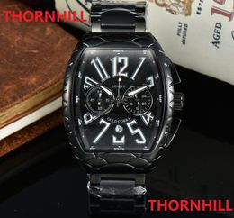 Mens Big Iced Out Watch 46mm Multi Functional Stainless Steel Men Quartz Movement Gift Party Watches