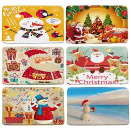 Bath Mats Christmas Mat Doormat Carpet Cartoon Cute Santa Bathroom Happy Year Floor Decoration Home Xmas Gift