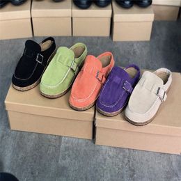 2021 Donne di estate Scuff Stivaletti Punta rotonda Moda Sandalo piatto in pelle 5 colori Pantofola da spiaggia Scarpe casual da donna taglia grande 35-43 W4