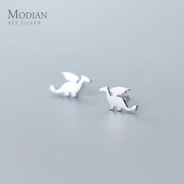 Cute Animal Dinosaur Stud Earrings for Women 925 Sterling Silver Tiny Korean Girls Earings Accessories Jewelry Oreilles 210707