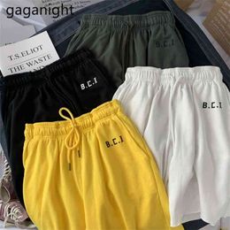 Gaganighy Women Summer Cotton Running Shorts Casual Ladies Drawstring Elastic Loose Trousers Wide Knee Length 210601