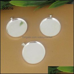 Jewellery Settings Boyute 20Pcs Round 20Mm 25Mm Cameo Cabochon Base Setting Diy Sier Bronze Pendant Blank Tray Drop Delivery 2021 Jgdzx