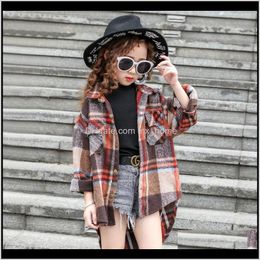 Shirts Baby Clothing Baby Maternity Drop Delivery 2021 Autumn Swallowtail Lapel Childrens 8 10 12 Kids Girl Clothes Girls Classic Plaid Shirt