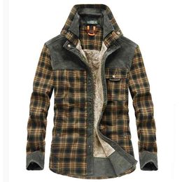 Winter Jacket Men Thicken Warm Fleece Jackets Coats Pure Cotton Plaid Jacket Military Clothes Men Chaquetas Hombre Size M-3XL 210818