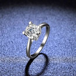 Rings Sterling Sier Mosan's Drill Ring Fashion Woman1ct Ring Diamond Same Paragraph of HW Dcolor Mosan Diamond