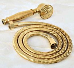 1.5m Gold Color Brass Flexible Bathroom Hand Held Shower Hose and Telephone Style Hand Held Shower Head mhh043 H1209