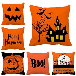 Halloween Party Scary Pumpkin Witch Pillowcase Happy Halloween Decorations for Home Cushion Cover Halloween Scene Layout Props