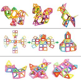 77pcs-253pcs Mini Magnetic Designer Construction Magnet Block Set Diy Model Building Toy Plastic Educational Toys For Children Q0723