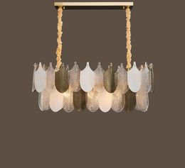 Modern Gold Crystal Glass Rectangle LED Pendant Lamps Lighting In The Bedroom For Dining Room Leaf Design Round Chandeliers Home Lamp