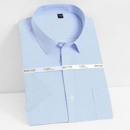 Summer Men's Short Sleeve Dress Shirt Breathable Soft Easy-care Striped Solid Plaid Fashion Work Business Smart Casual Shirt1