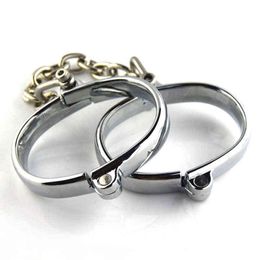 NXY Adult toys Stainless Steel Neck Collar Hand Ankle Cuffs Lockable Chain Shackle Fetter Metal Wrist Restraint Slave Adult Game Sex Toys 1130